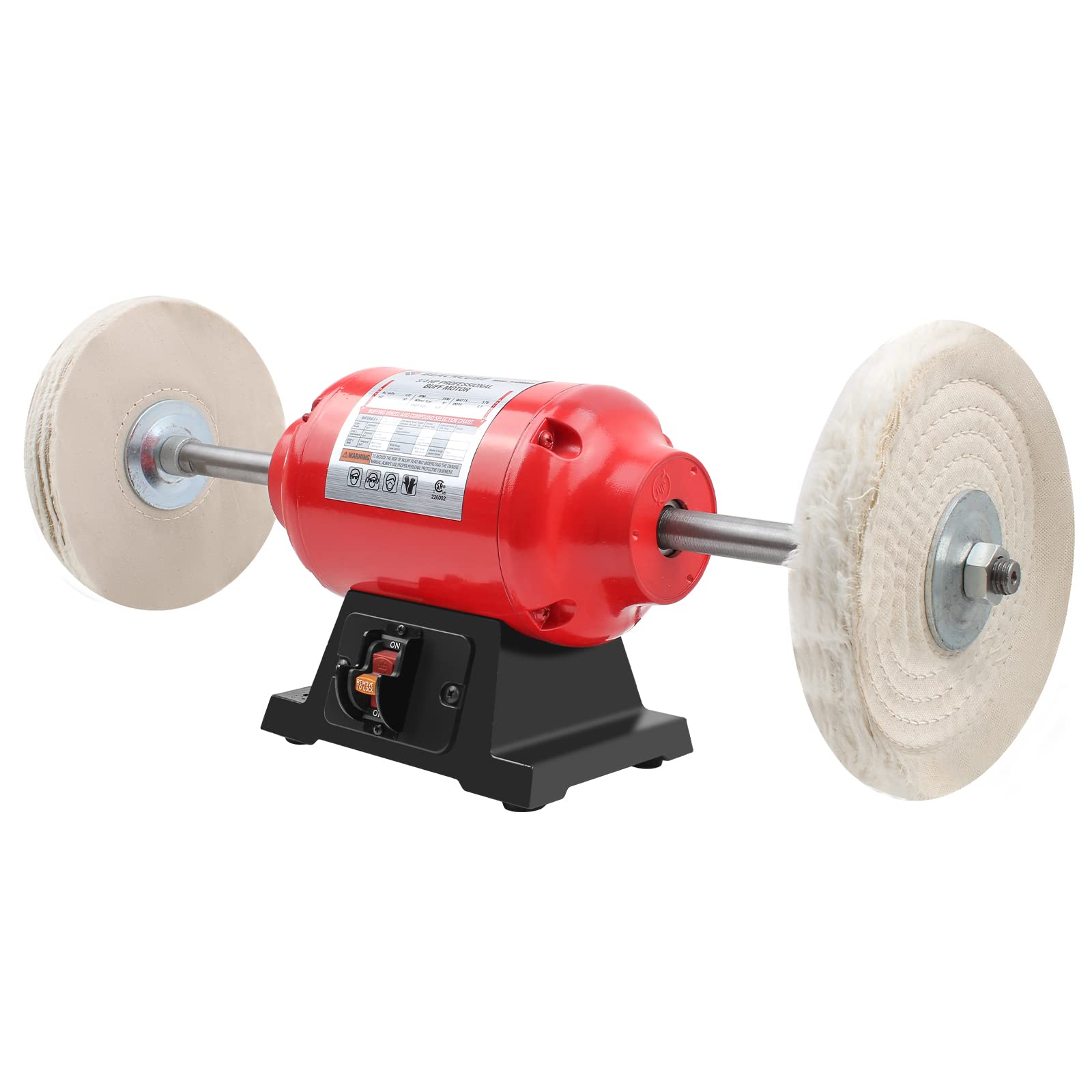 BLACKCUBE 8 Inch Bench Buffer Polisher Motor with Dual Buffering Wheels - Benchtop Polishing Machine for Jewelry, Metal, Wood & Plastic - Perfect for Knife Sharpening & DIY Projects (Workshop, Jewelry Making, Metal Finishing)