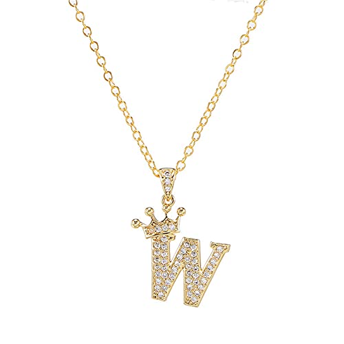 Custom AZ Initial Necklace for Women - Personalized Clavicle Jewelry with Heart Pendant, Name Letter Necklace (26 Letters) - Perfect Valentine's Gift, Anniversary Present & Everyday Wear (Size W, One Size)