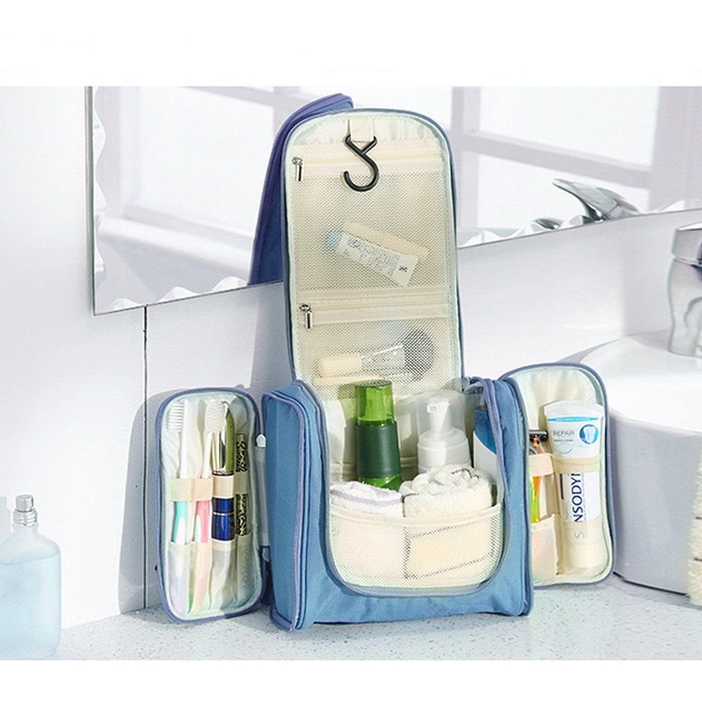 Hanging Travel Organizer Kit for Women - Waterproof Cosmetic & Toiletry Storage Bag with Multiple Pockets (Sky Blue) - Perfect for Bathroom, Makeup, Travel & Home Organization