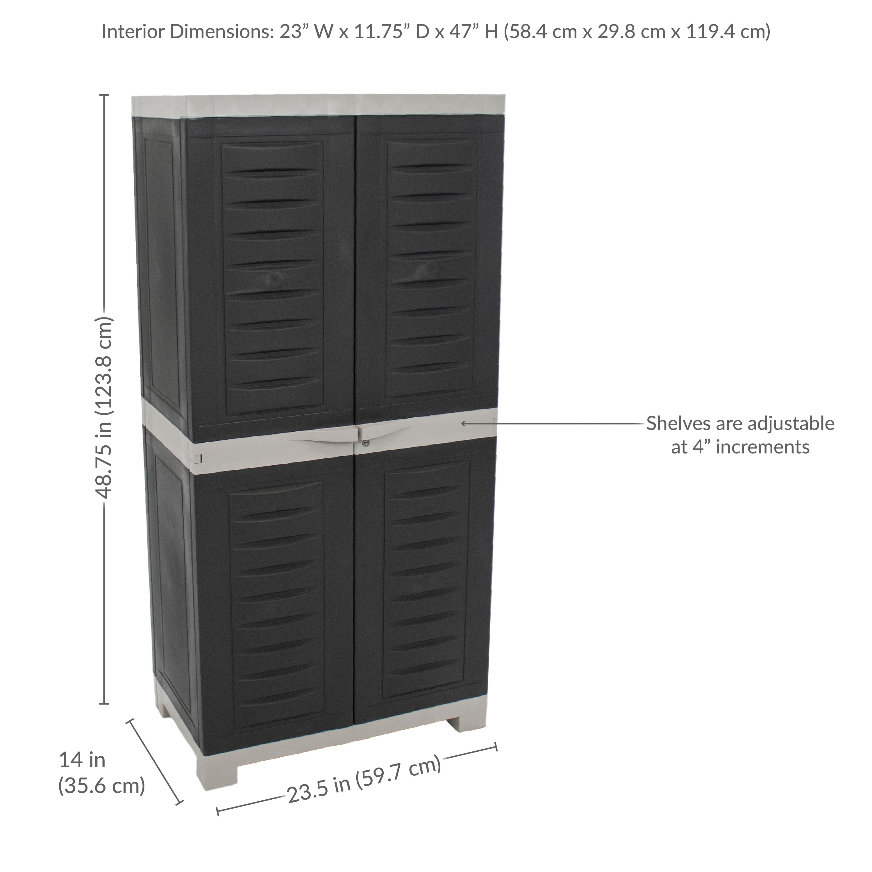 Lockable Plastic Storage Cabinet with 3 Adjustable Shelves - Heavy Duty Outdoor & Indoor Organizer for Garage, Shed, Patio, or Home Organization
