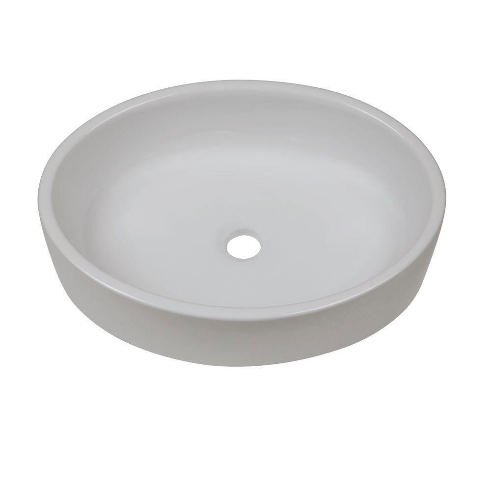 Decolav 1459 CWH Elongated Above Counter Bathroom Sink - Classic White Ceramic Vessel Basin for Modern Vanities | Perfect for Master Bathrooms, Powder Rooms & Luxury Home Renovations