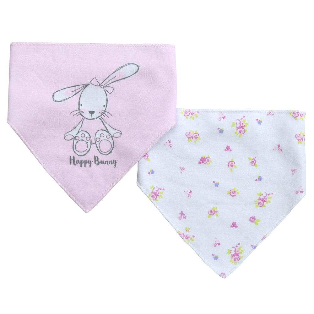 2 Pack Ditsy Bunny Bandana Bibs - Soft Cotton Drool Bibs for Babies & Toddlers - Perfect for Feeding, Teething, and Playtime