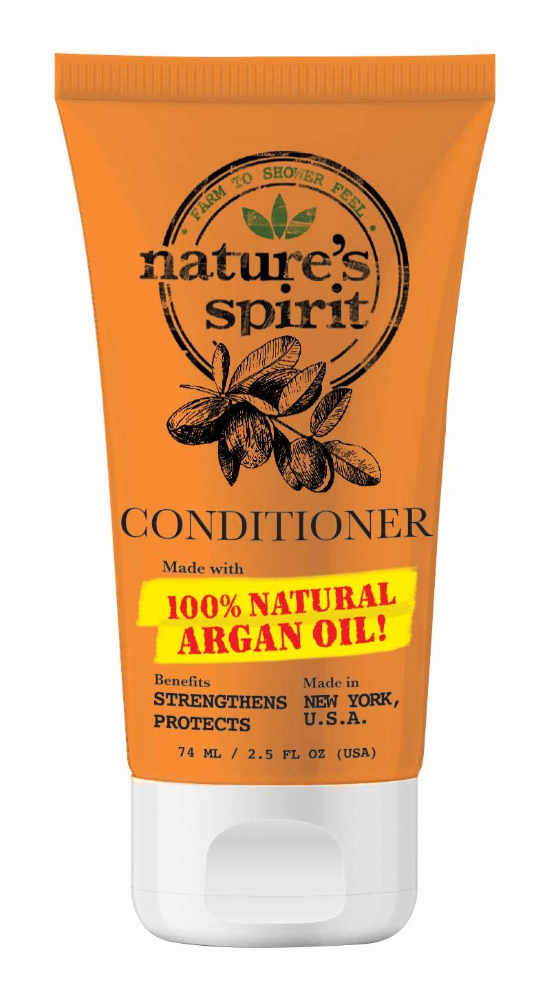 Nature's Spirit Argan Oil Conditioner Trial Size 2.5 Fl Oz (Pack of 4) - Hydrating & Repairing Hair Treatment for Dry, Damaged Hair - Perfect for Travel, Gym & Daily Use