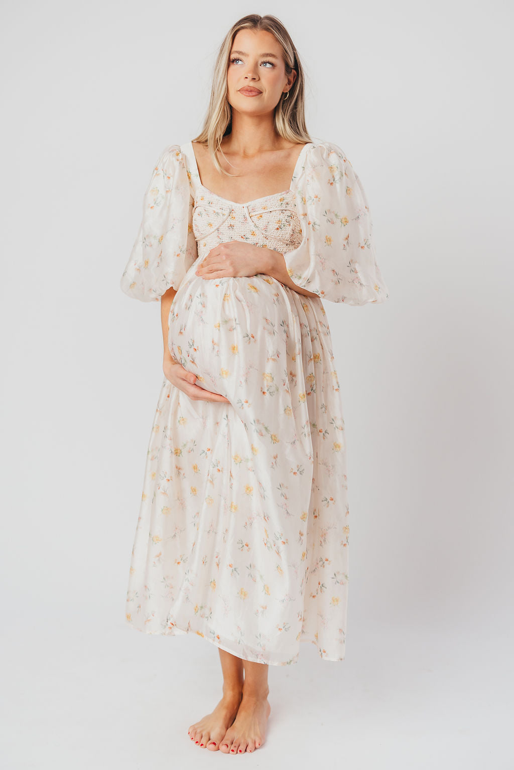 Harlow Maxi Dress - Tiny Yellow Floral Print, Bump Friendly Maternity Dress, Inclusive Sizing S-3XL | Perfect for Summer Vacations, Beach Weddings & Casual Outings