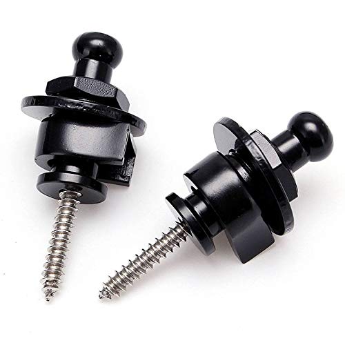 2PCS Premium Guitar Strap Locks - Secure Black Strap End Buttons for Electric & Acoustic Guitars - Perfect for Live Performances & Studio Sessions