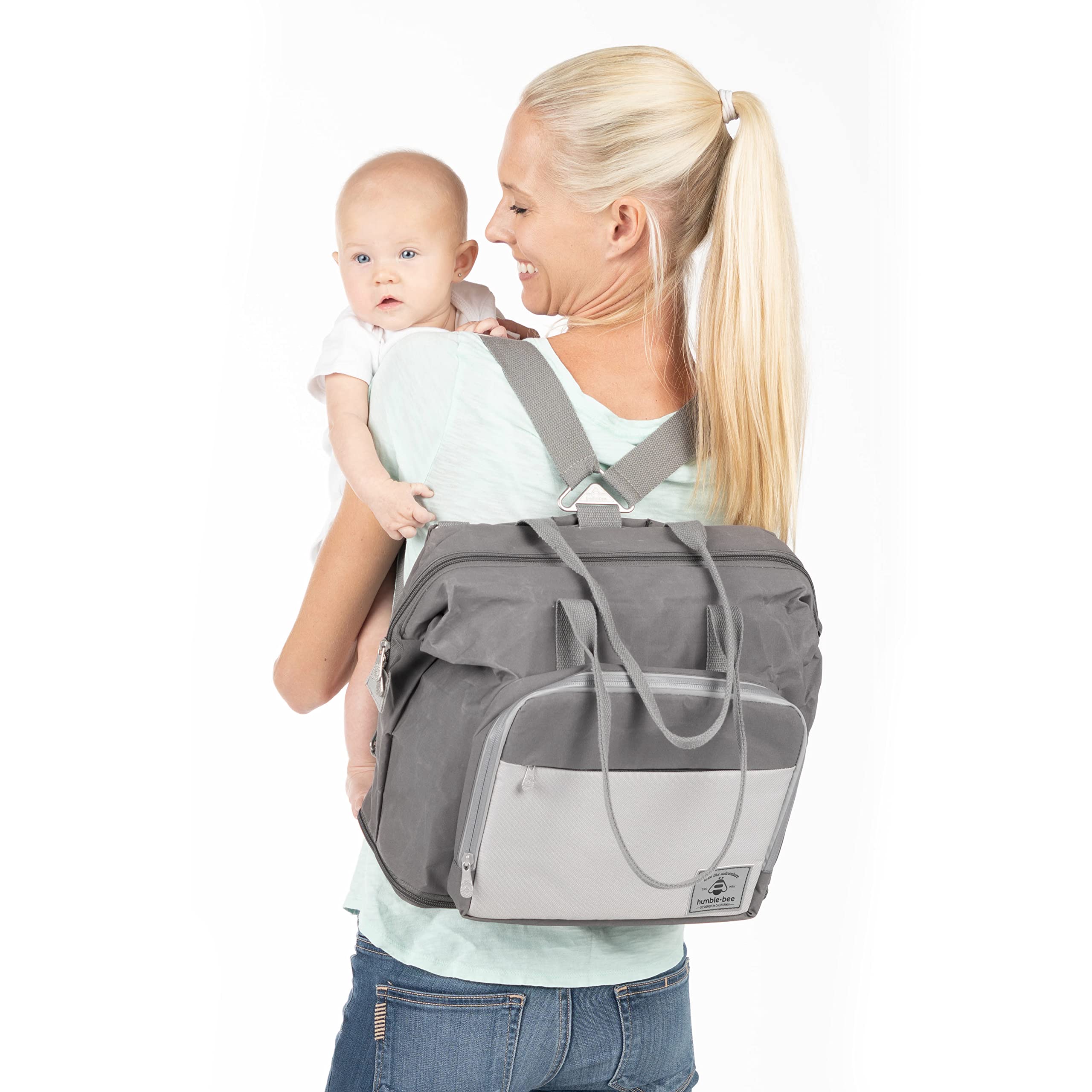 Humble Bee Expandable Diaper Bag with Large Insulated Cooler Pocket & Gel Pack - Waterproof Baby Changing Kit - Stroller Straps - Perfect for Travel, Daycare & On-the-Go Parents