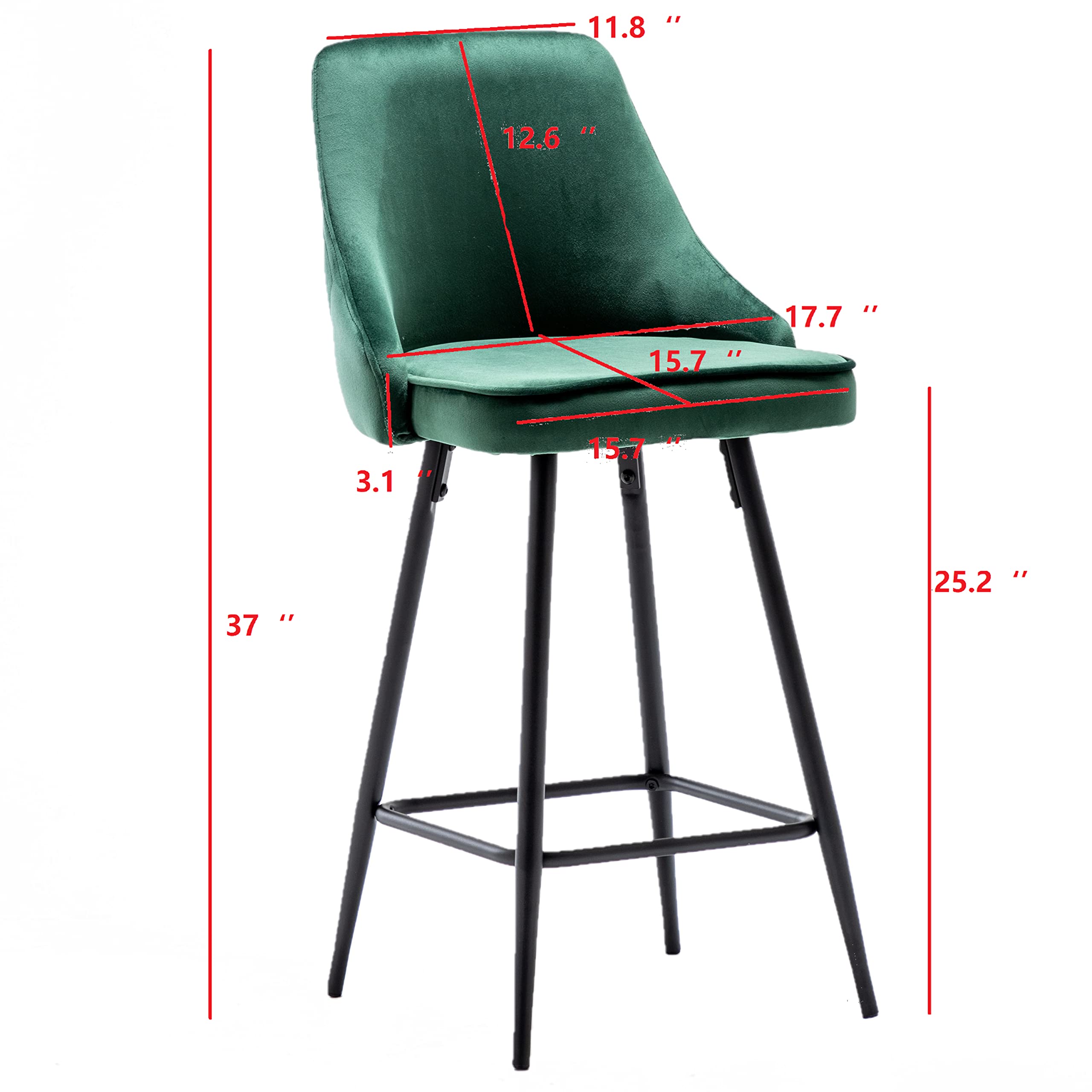 BTEXPERT® Set of 2 Premium Upholstered Dining Bar Stools - 25