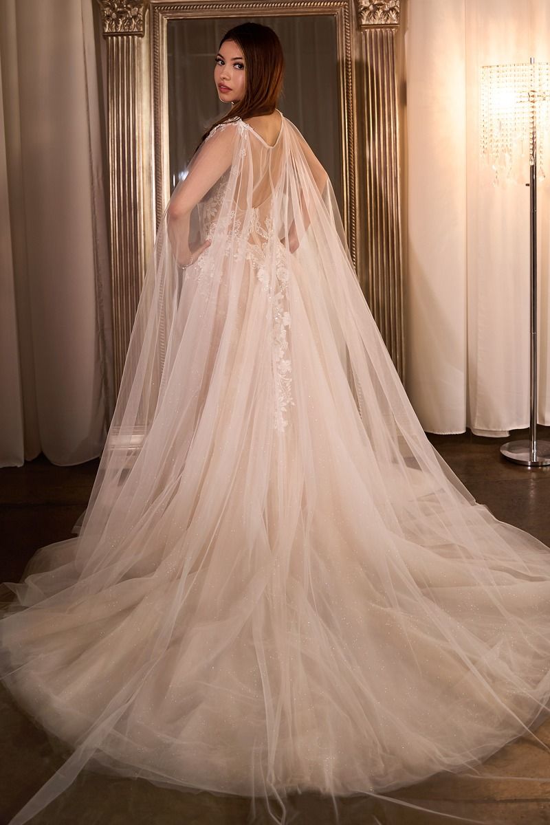 Elegant Layered Tulle and Lace Wedding Dress - Ladivine CDS476W Bridal Gown | Perfect for Church Ceremonies, Beach Weddings & Formal Receptions