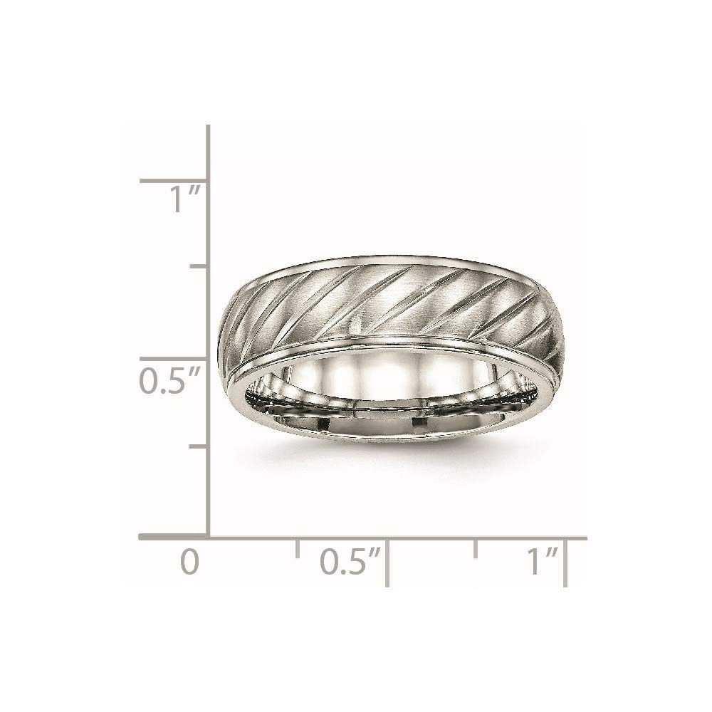 Stainless Steel Brushed & Polished Grooved Ring for Women - Elegant Fine Jewelry Gift for Her - Perfect for Anniversary, Birthday, Valentine's Day & Special Occasions