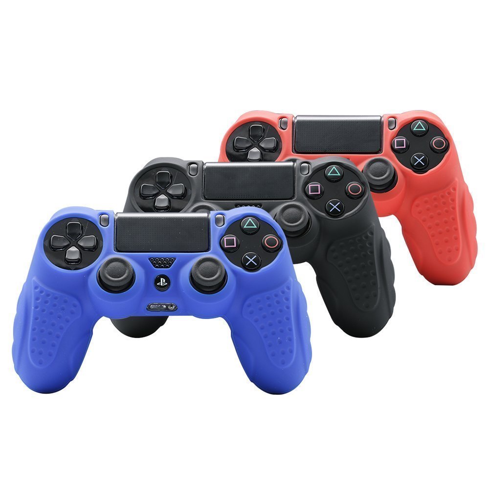Premium Anti-Slip Silicone Cover for Sony PS4 Controller - DualShock 4 Skin Grip Protector Case Compatible with PS4/PS4 Slim/PS4 Pro (Includes 8 Thumb Grips) - Black - Perfect for Gaming, Protection & Enhanced Grip During Intense Gameplay