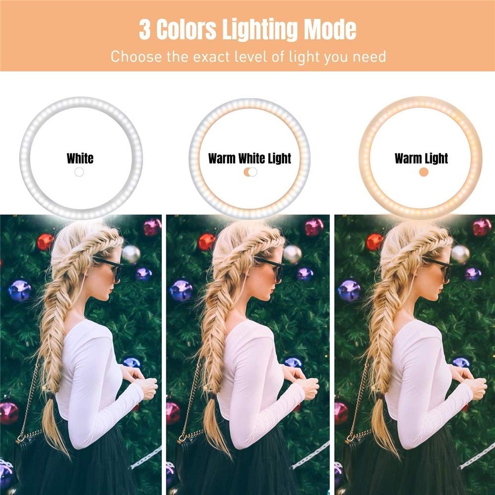 4-in-1 20cm Curved LED Ring Light with Phone Holder & Tripod Stand - Perfect for Live Streaming, YouTube Videos, TikTok Content Creation and Photography Lighting