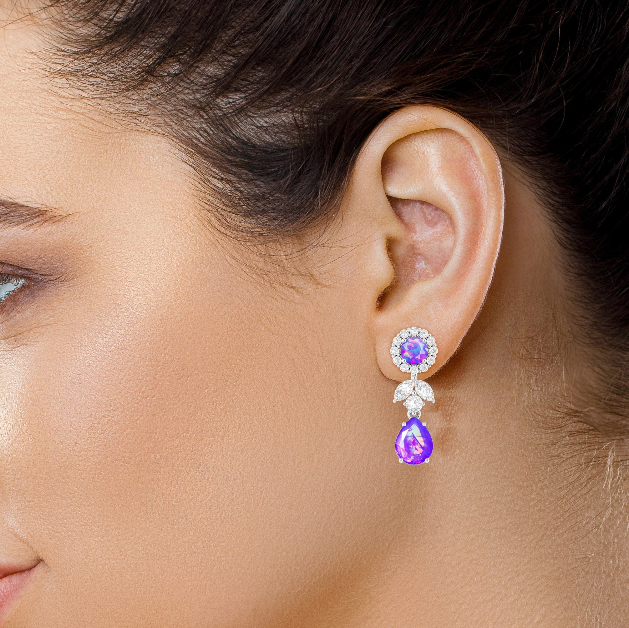 Blue Fire Dual Opal Drop and Stud Earrings for Women – Elegant Dangle & Stud Combo for Everyday Wear & Special Occasions