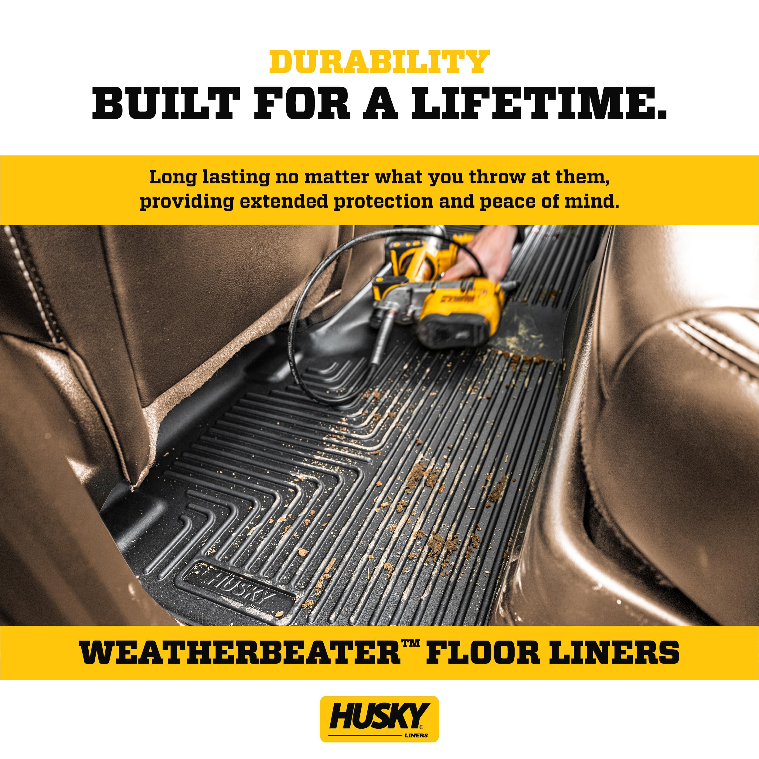 Husky Liners Weatherbeater Floor Mats for 2019-2025 Jeep Wrangler (JL) 2-Door & 4-Door Unlimited - Front Row 2-Piece Set, Black (13021) | All-Weather Protection for Off-Road Adventures & Daily Commutes