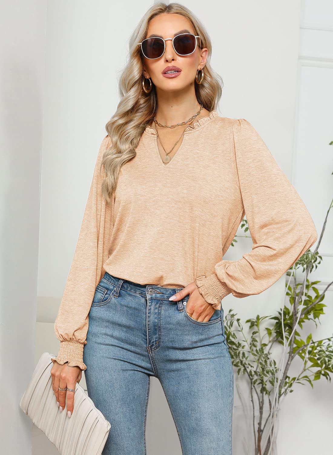 Kikula Women's Puff Sleeve Blouse - Elegant Long Sleeve Tunic Top for Dressy & Casual Wear | Perfect for Office, Date Night & Weekend Outings
