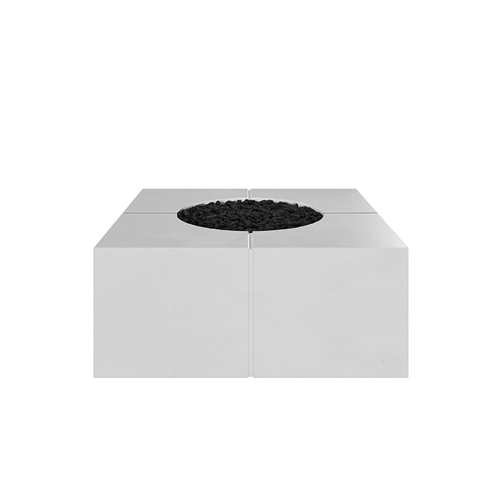 Bloq Square Fire Pit Table - Outdoor Gas Fire Pit with Lava Rocks, Perfect for Patio, Backyard, and Garden Gatherings