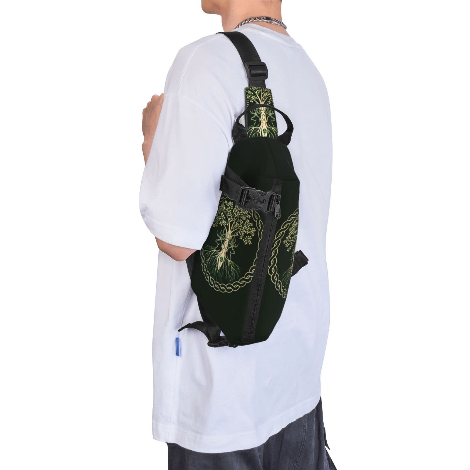 Viking Goddess Wiccan Pagan Sling Backpack - Adjustable Rope Crossbody Shoulder Bag for Men & Women - Perfect for Travel, Hiking & Outdoor Adventures
