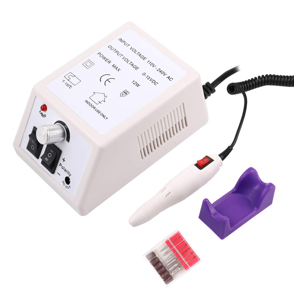 Professional Electric Acrylic Nail Drill File Machine Kit with 10 Bits - Portable Manicure Pedicure Tool for Home & Salon Use