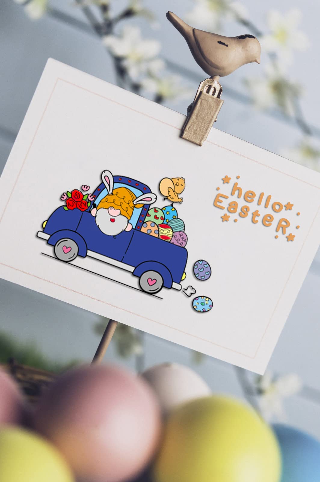 Easter Gnomes Clear Stamps and Dies Set - Happy Easter Words Rubber Stamps, Cute Gnome & Bunny Rabbit Die Cuts for Card Making, Scrapbooking, Journaling - Perfect for DIY Easter Greeting Cards, Craft Projects, and Holiday Decorations