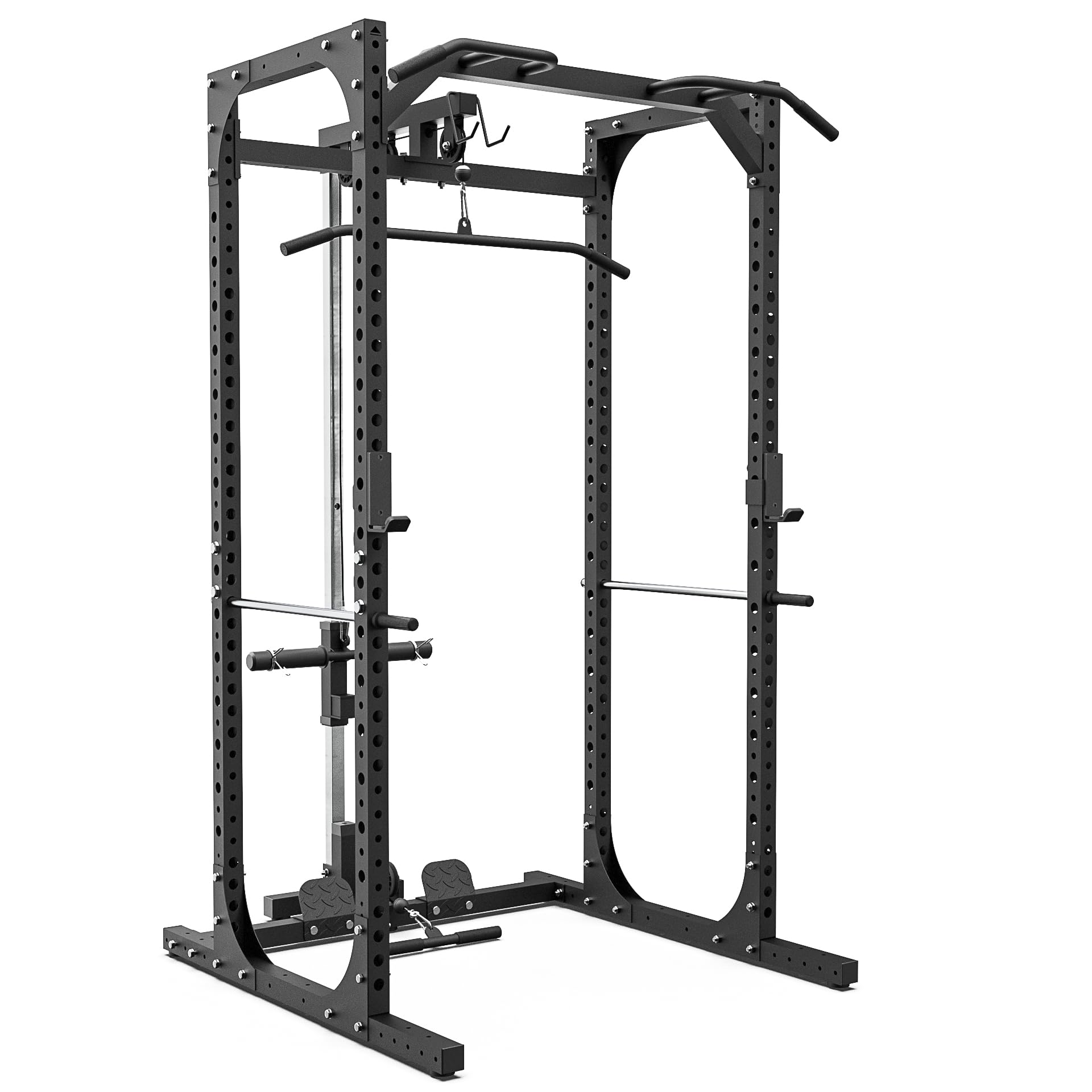 Synergee 2200 Series Power Rack with Pulley System - Full Home Gym Equipment for Strength Training | Includes J-Cups, Safety Arms, Pull-Up Bar, Landmine & Dip Station | Perfect for Weightlifting, CrossFit & Home Workouts