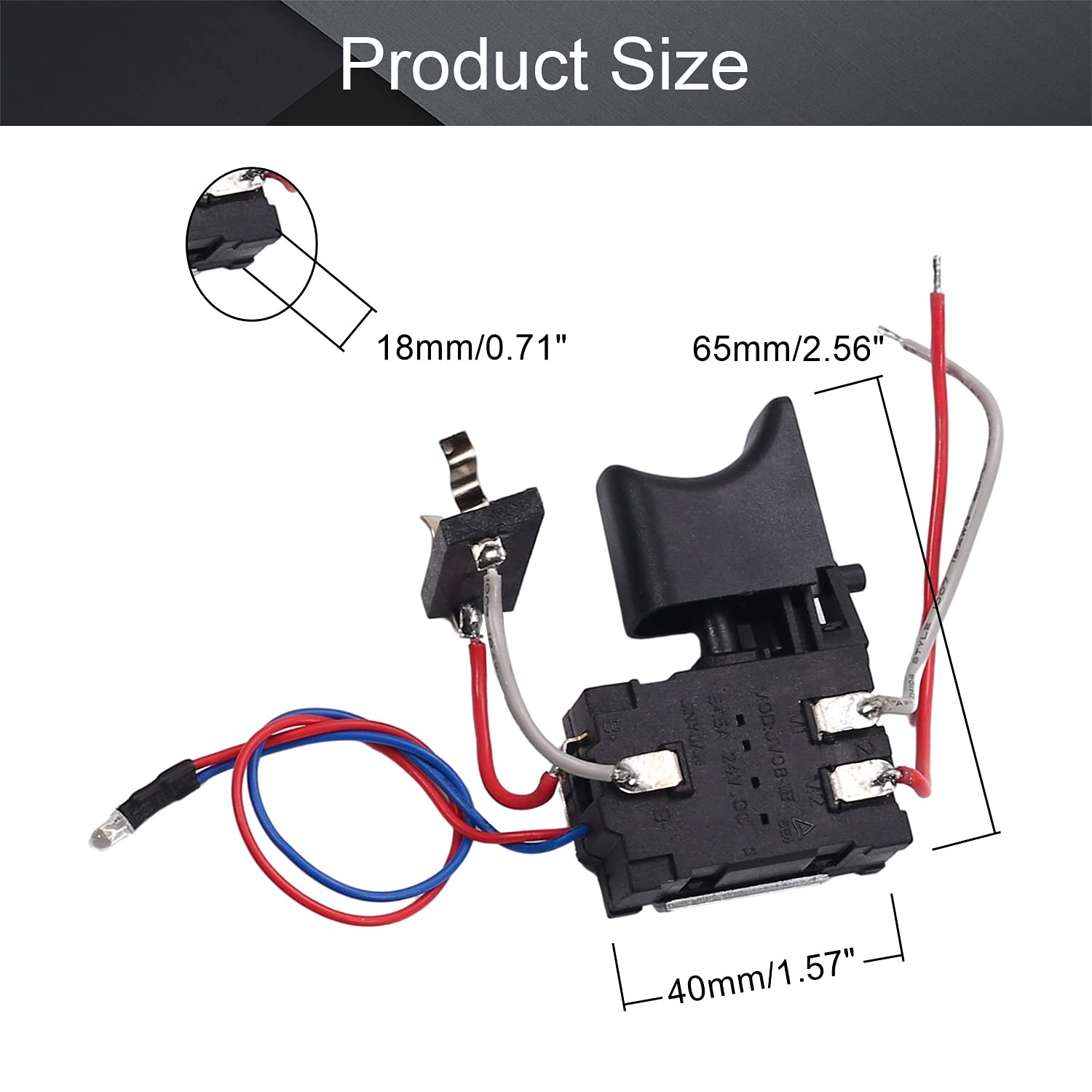 Fielect 12V Electric Drill Trigger Switch Replacement - Compatible with Lithium Battery Cordless Drills, Speed Control with LED Light - Perfect for DIY Home Repairs, Woodworking, and Professional Construction Projects