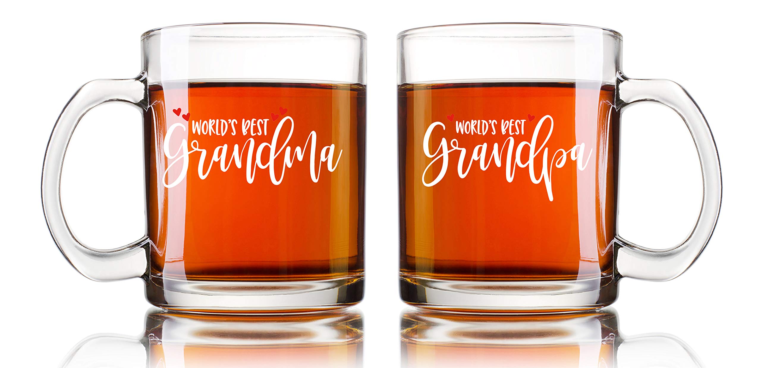 Funny Couples Mug Set for Grandparents - 13oz Glass Cups (2-Pack) - Perfect Gift for Grandma & Grandpa, Son, Daughter, Grandchildren - Ideal for Anniversaries, Holidays & Family Gatherings
