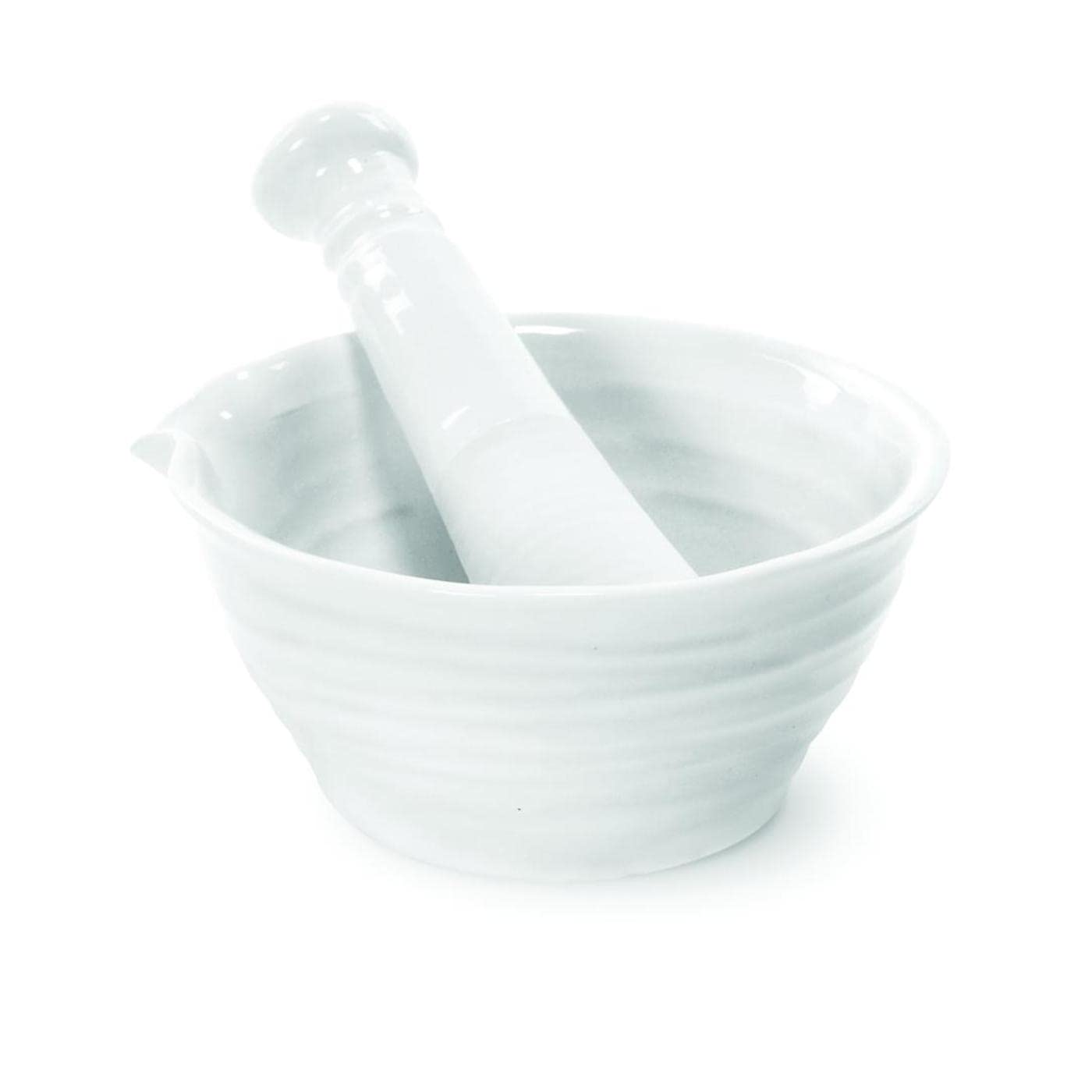 Sophie Conran White Porcelain Mortar and Pestle Set - 5 Inch Herb Grinder for Spices, Pills & Cooking | Premium Dishwasher Safe Ceramic Spice Crusher | Perfect for Kitchen, Pharmacy & Herbal Use