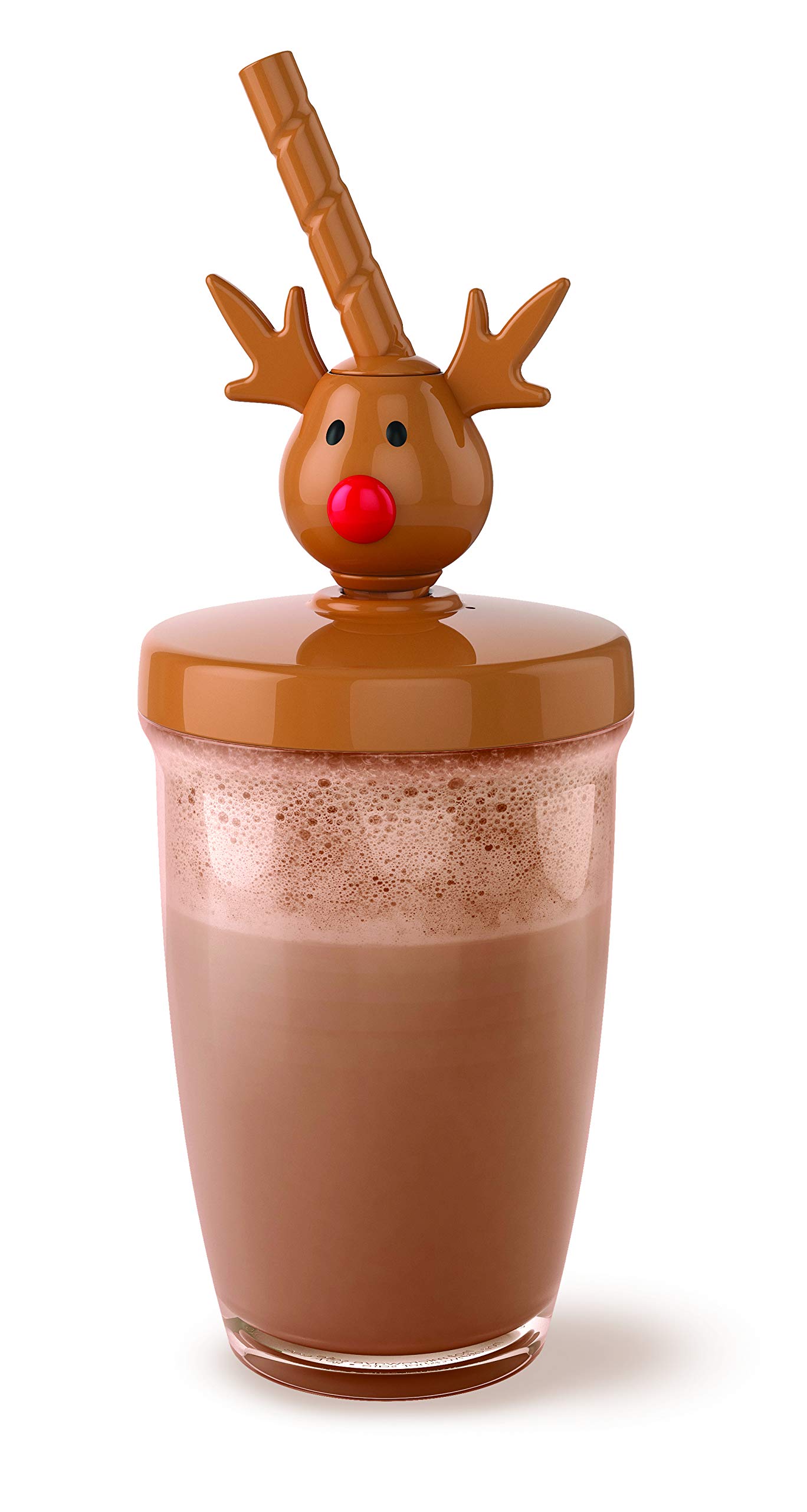 Joie Christmas Reindeer Milk Mixer - Plastic Kitchen Gadget for Holiday Baking & Hot Chocolate Making | Festive Drink Stirrer for Christmas Parties & Family Gatherings
