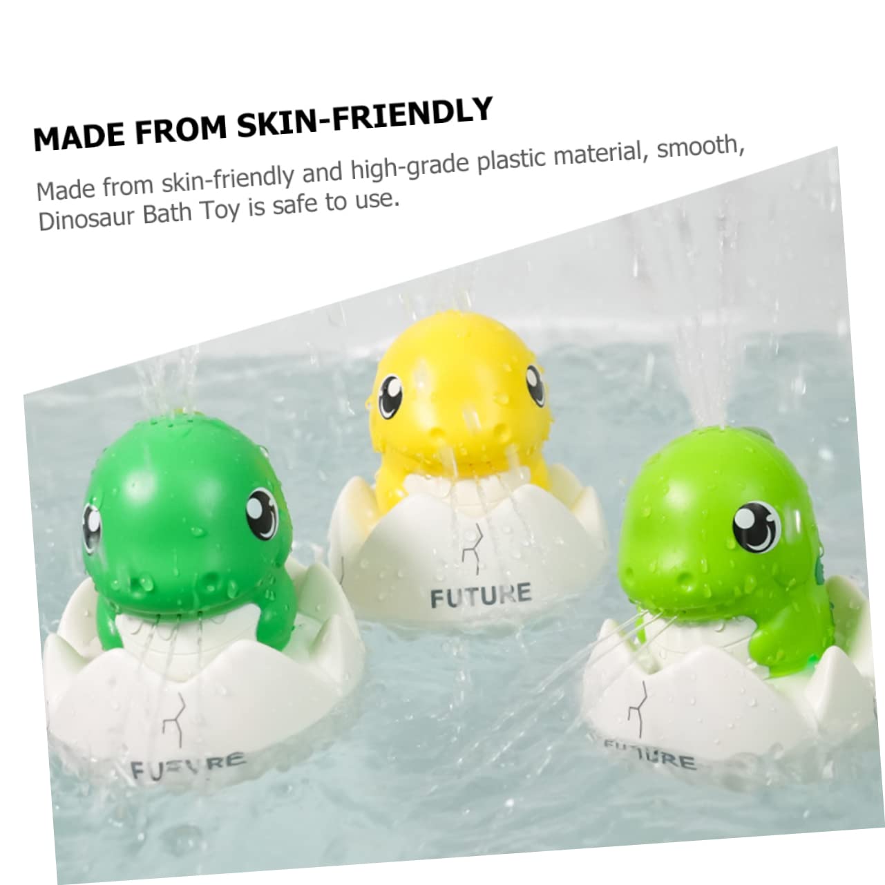 UPKOCH 4 Pack Dinosaur Bath Toys for Kids - 1200mAh Battery Powered Floating Bathtub Toys (Yellow) - Fun Bath Time & Pool Play for Toddlers