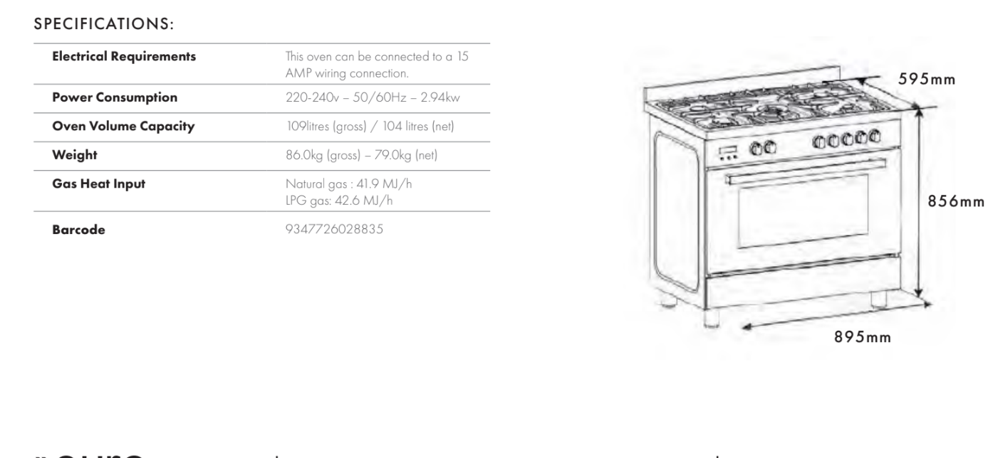 Euro Appliances EO90FSDPSX 90cm Freestanding Dual Fuel Stainless Steel Stove - Professional Kitchen Range for Home Cooking & Baking | Perfect for Modern Kitchens & Restaurant-Style Meals