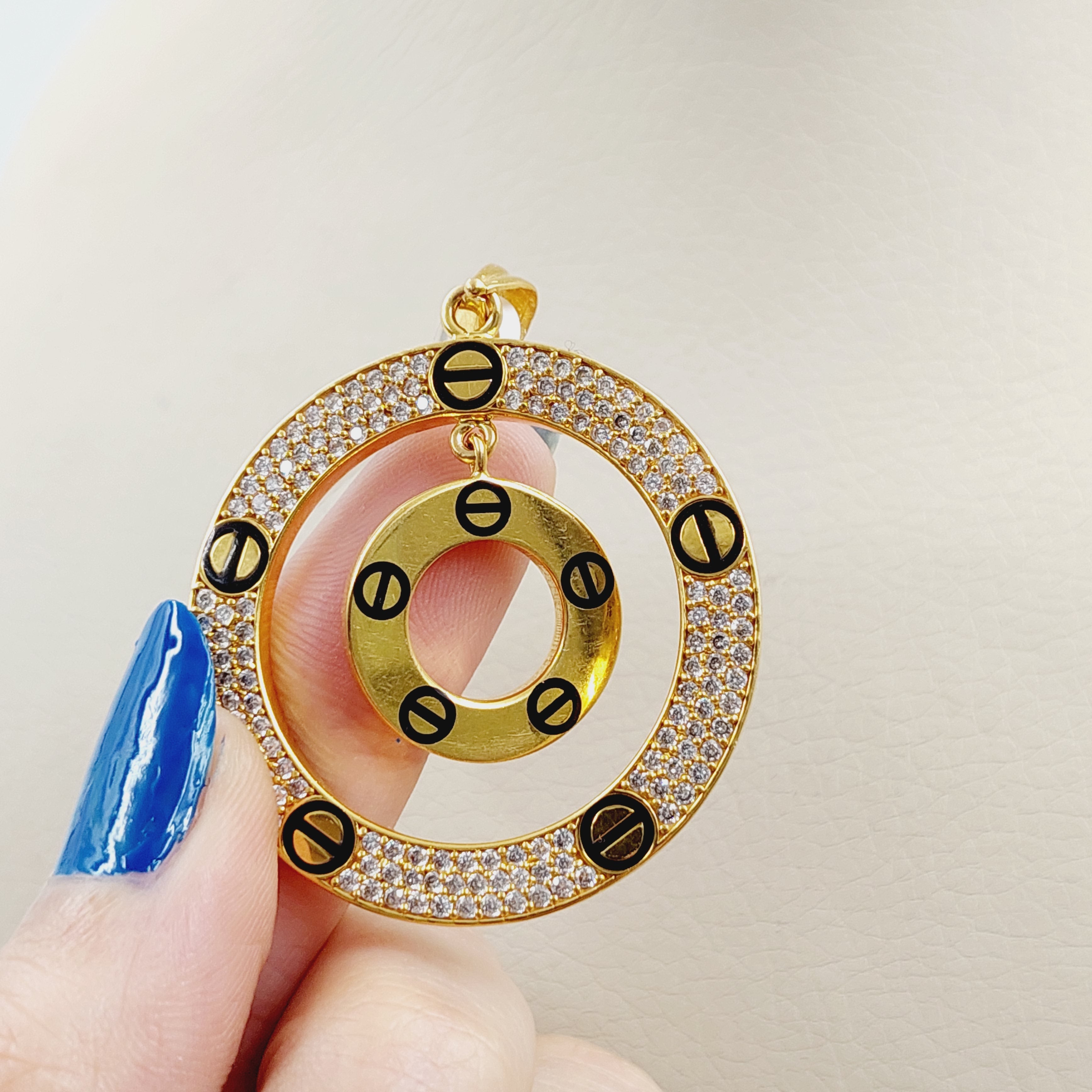 Exquisite Enameled & Zircon Studded Figaro Pendant Necklace - Elegant Jewelry for Women, Perfect for Parties, Weddings & Special Occasions