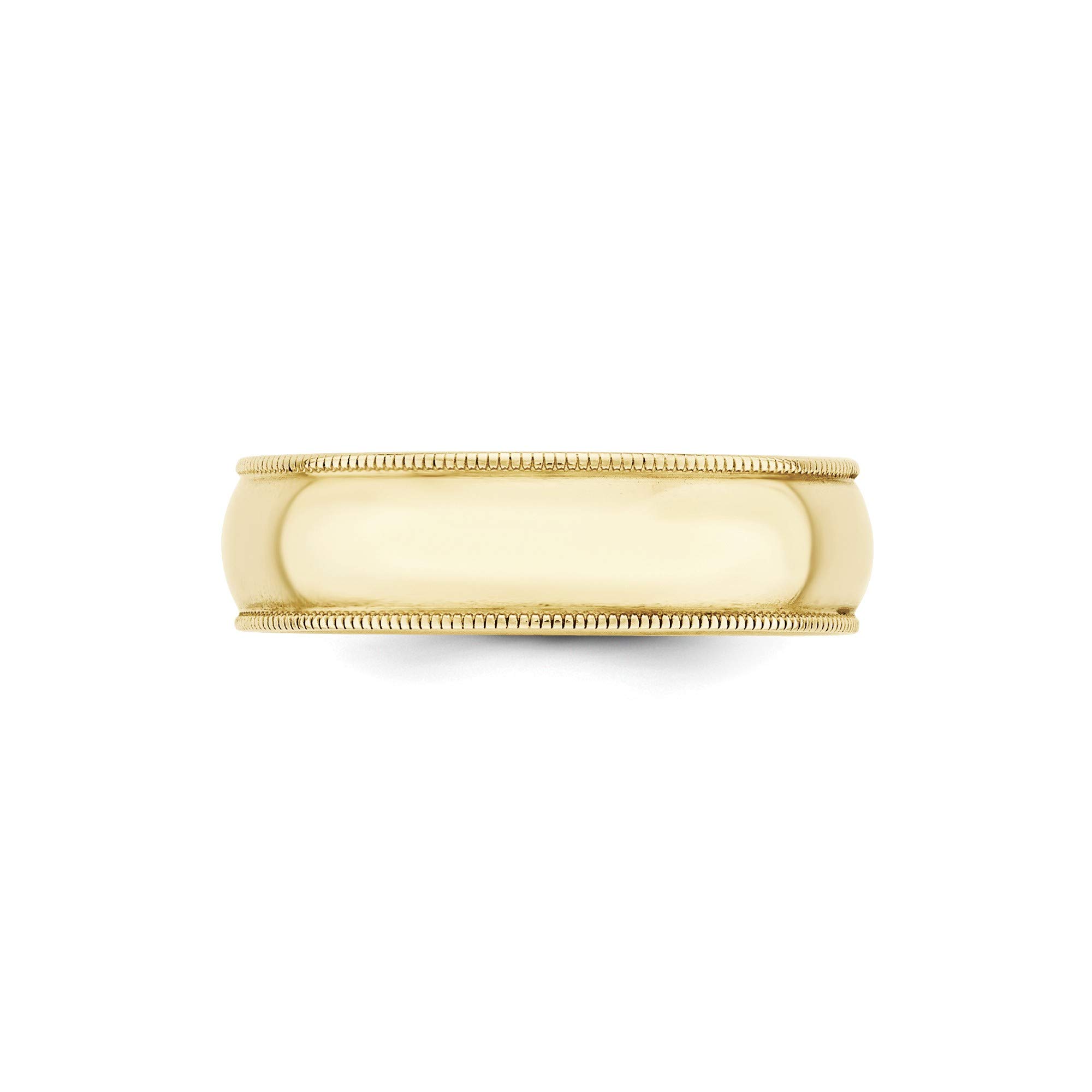 10K Yellow Gold 6mm Milgrain Wedding Band - Size 11 for Bridal Jewelry