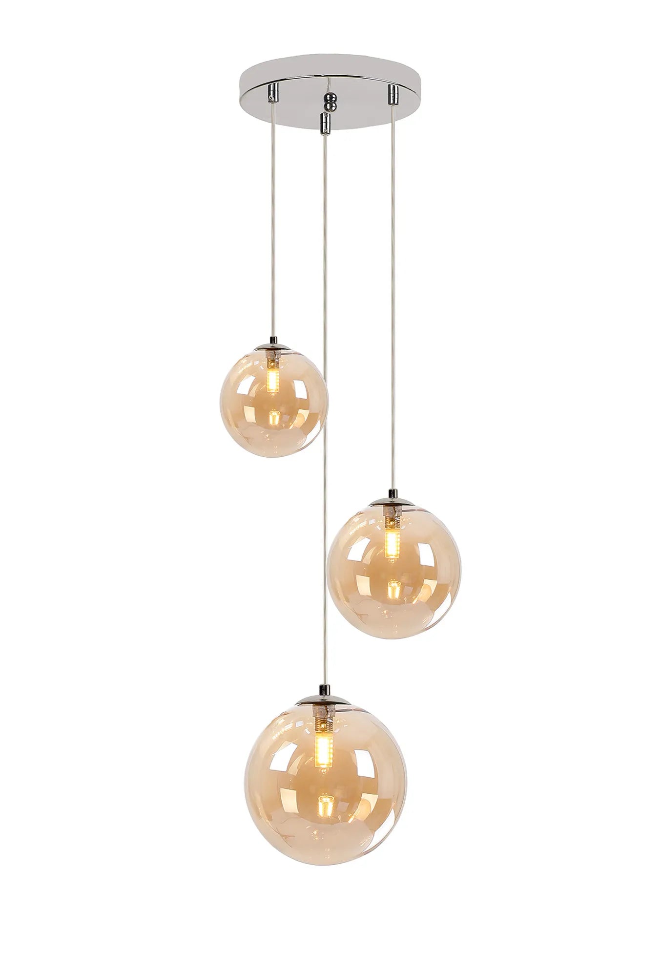 Austin 31cm Round Glass Pendant Light Fixture with 3 G9 Bulb Sockets - Perfect for Kitchen Island, Dining Room, and Modern Home Lighting