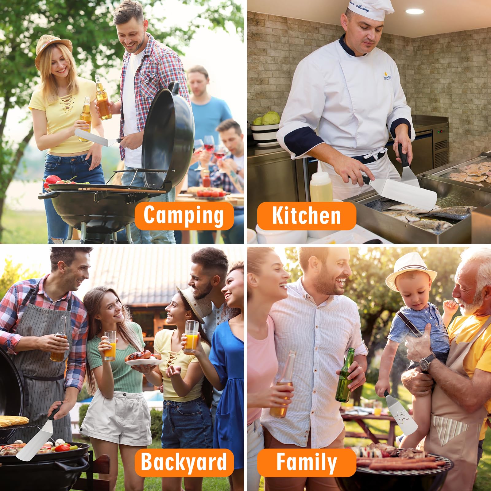 **6-Piece Blackstone Griddle Accessories Kit - Heavy Duty Spatula, Scraper & Carry Bag for Blackstone & Camp Chef - Perfect for Outdoor BBQ, Teppanyaki, Camping & Backyard Cooking**