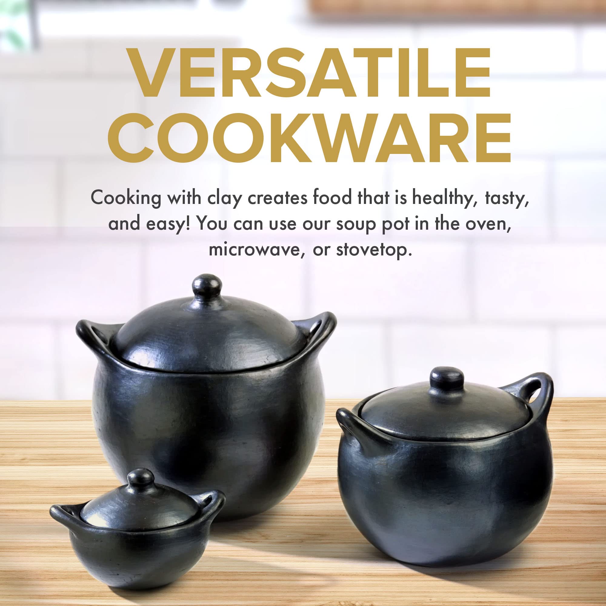 Authentic Chamba Soup & Bean Pot - Elegant Handmade Black Clay Stock Pot with Lid - Perfect for Soups, Stews, Beans & Broths - Durable & Versatile for Stovetop, Oven & Serving - Ideal for Mexican Cuisine, Family Dinners & Gifts