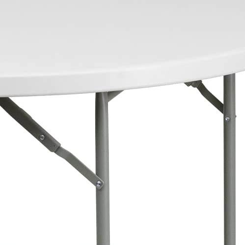 48 Inch Heavy-Duty White Granite Plastic Folding Round Table - Sturdy Hi-Top Bistro Table for Parties, Weddings & Events | Indoor/Outdoor Use, Compact Storage, Perfect for Catering & Home Decor