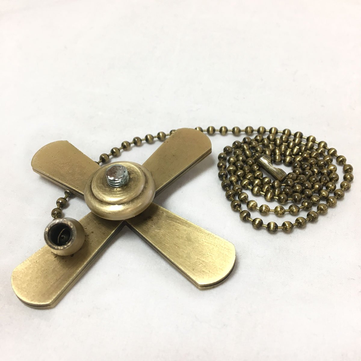 Royal Designs FP-1001-2-A-B Antique Brass Fan & Light Bulb Pull Chain Set of 2 - Ceiling Fan Accessories for Bedroom, Living Room & Home Decor