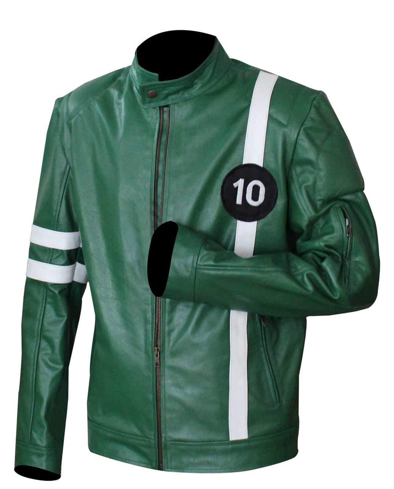 Men's Faux Leather Motorcycle Jacket - Green B10 Superhero Style Biker Jacket for Outerwear | Perfect for Riding, Cosplay & Casual Fashion