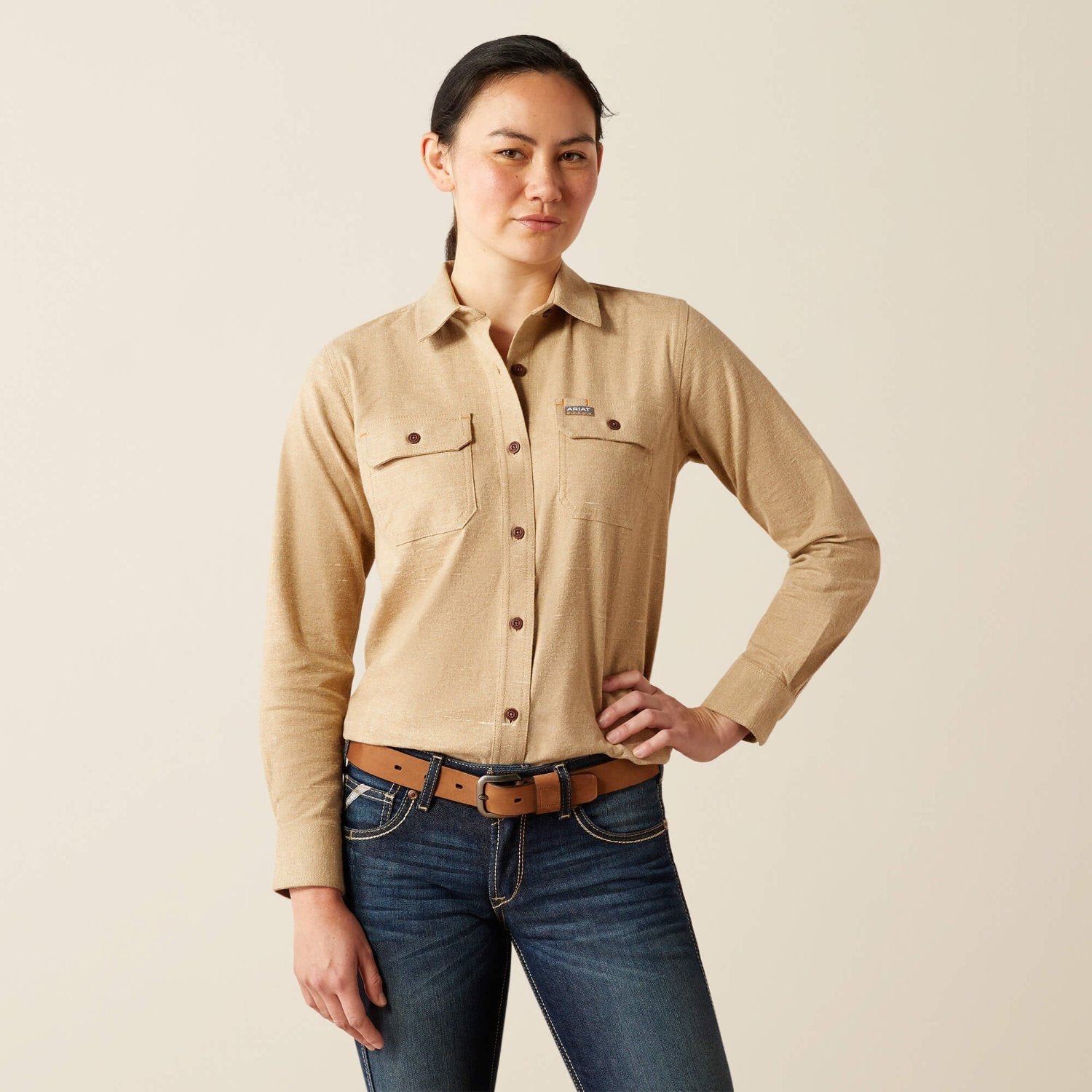 Ariat Women's Rebar Flannel Button Down Long Sleeve Tunic Shirt - Soft Plaid Workwear Top for Casual Outfits & Outdoor Activities