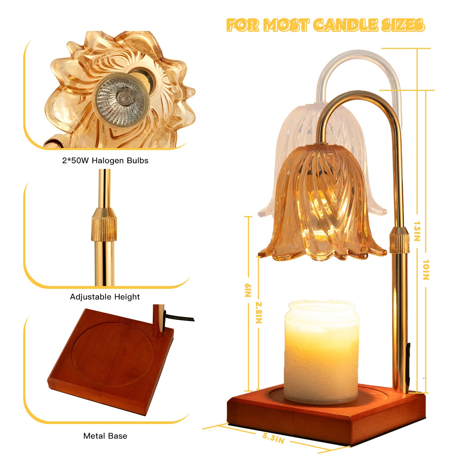 Dimmable Candle Warmer Lamp with Timer - Perfect Mothers Day & Birthday Gift for Women, Housewarming Present, Home Decor Wax Warmer for Jar Candles (Includes 2 Bulbs) - Ideal for Relaxation, Romantic Ambiance & Aromatherapy