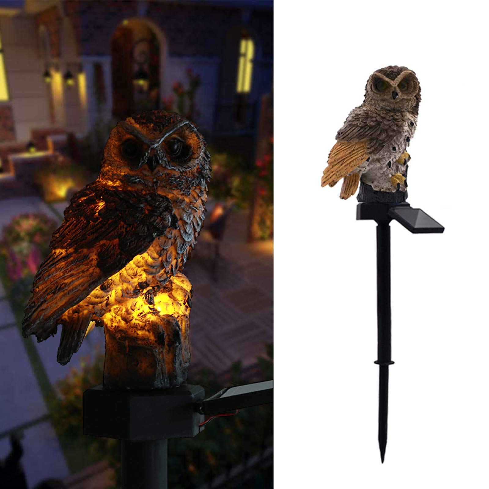 Solar Owl LED Garden Lights - Waterproof Outdoor Solar Powered Pathway Lights for Yard, Lawn, and Garden Decor (Brown) | Perfect for Patio, Walkway, and Landscape Lighting at Night