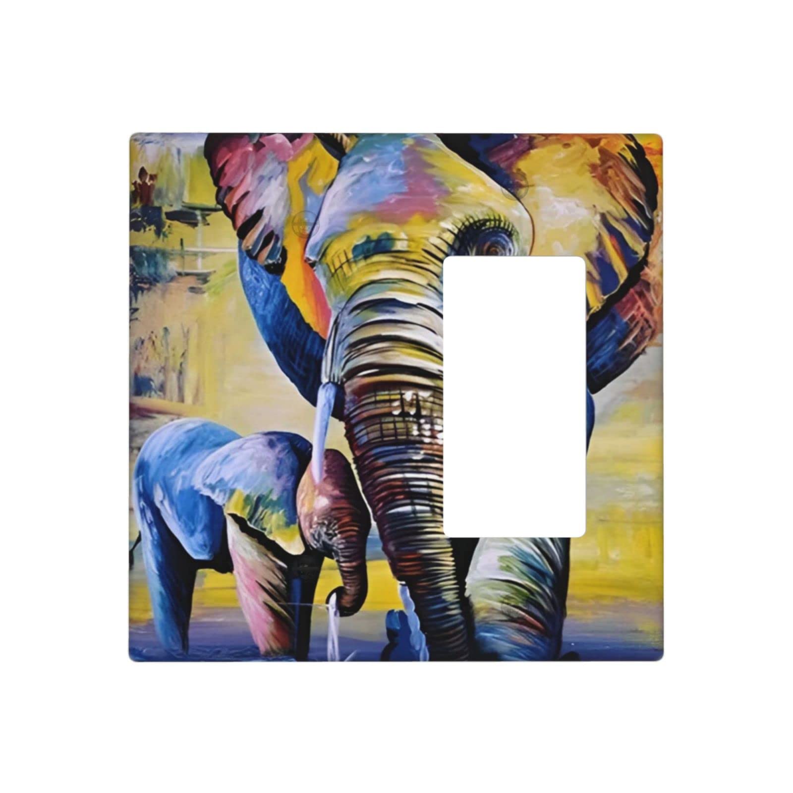Cute African Elephant Wall Plate Light Switch Cover - Decorative Rocker/Blank Outlet Faceplate for Home Decor - Ocean Beach Sea Animal Art Design (10-Pack) - Perfect for Kids' Rooms, Bathrooms & Coastal Themed Interiors