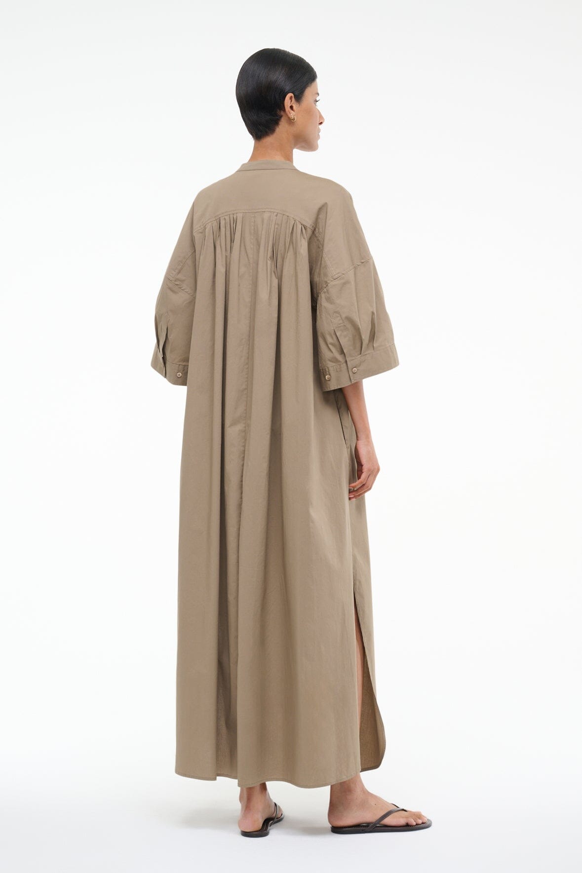 Enzo Maxi Dress in Taupe - Elegant Long Flowy Dress for Women, Perfect for Summer, Beach, and Casual Outings