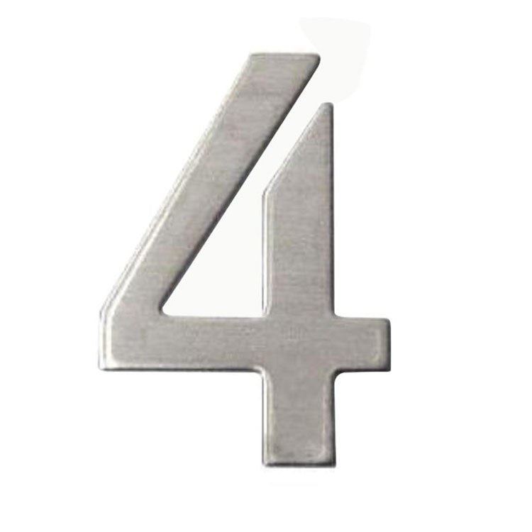 Self-Adhesive Stainless Steel Mailbox Numbers - 2 Inch Address Number 4 for House, Apartment & Business - Weatherproof & Easy to Install for Mailboxes, Doors & Packages