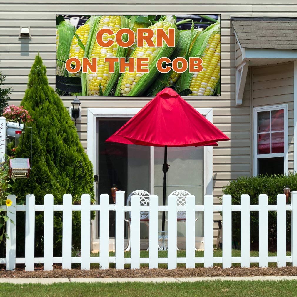 Corn on the Cob Vinyl Banner - 16x40in Outdoor Advertising Sign with Grommets for Festivals & Markets