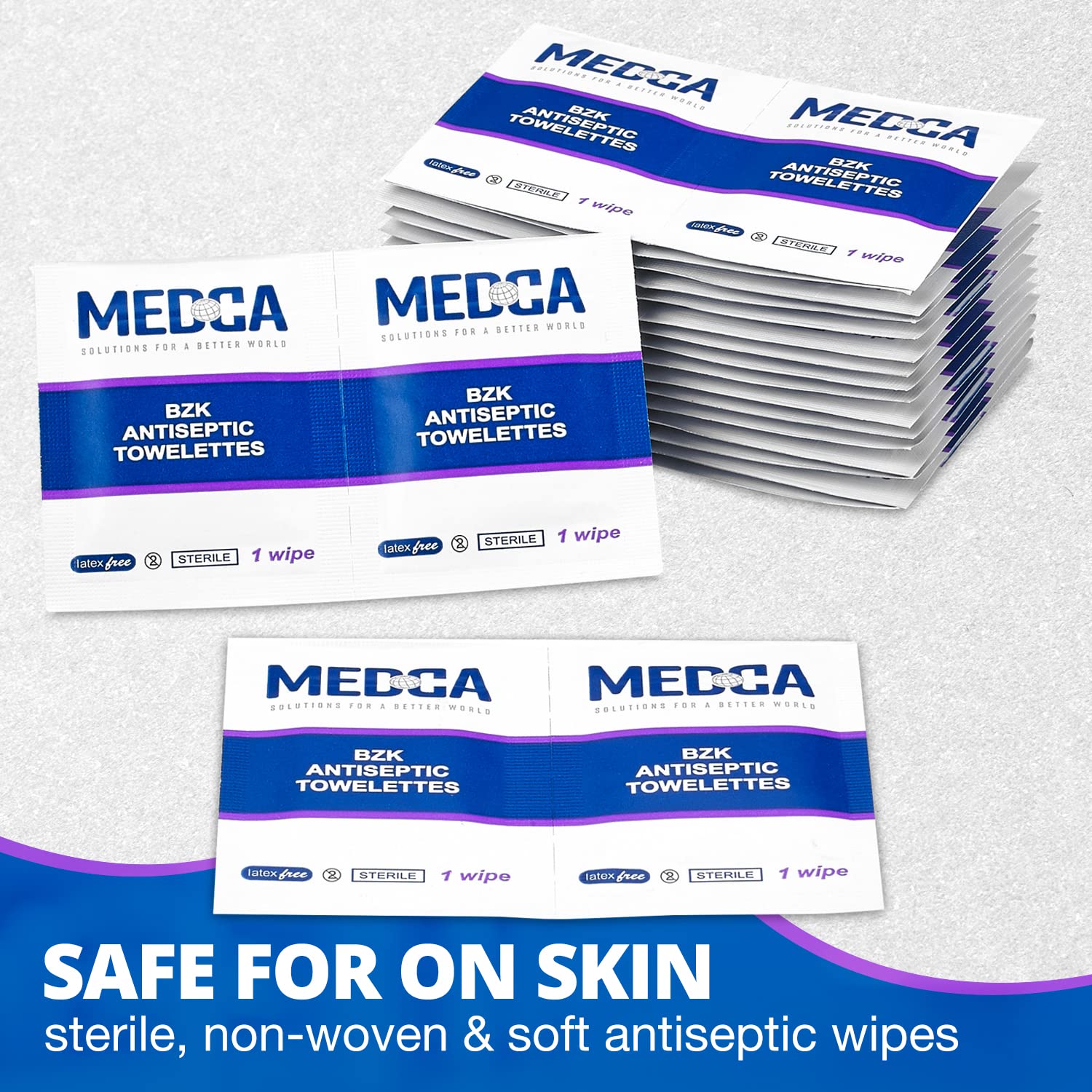 MEDca 300-Pack Benzalkonium Chloride Hand Wipes | BZK Antiseptic Cleaning Swabs | Single-Use Sanitizing Wipes for Home, Office & Travel Hygiene
