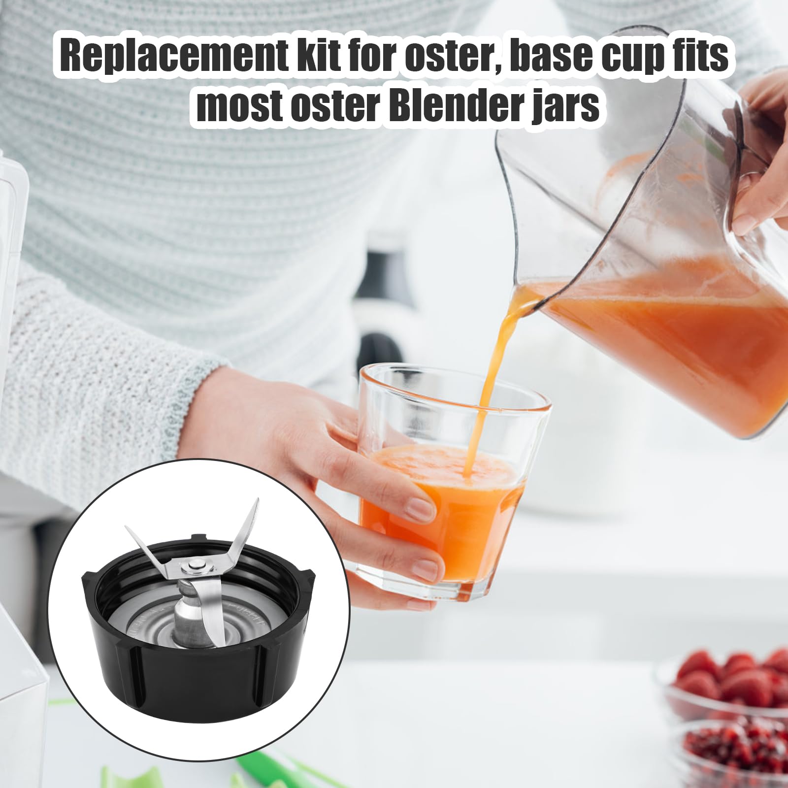 7-Piece Oster Blender Replacement Parts Set - Ice Blade, Jar Base Cap, Coupling Stud, Slinger Pin & 4 Rubber Gaskets - Compatible with Osterizer Blenders | Perfect for Smoothies, Shakes & Crushing Ice at Home