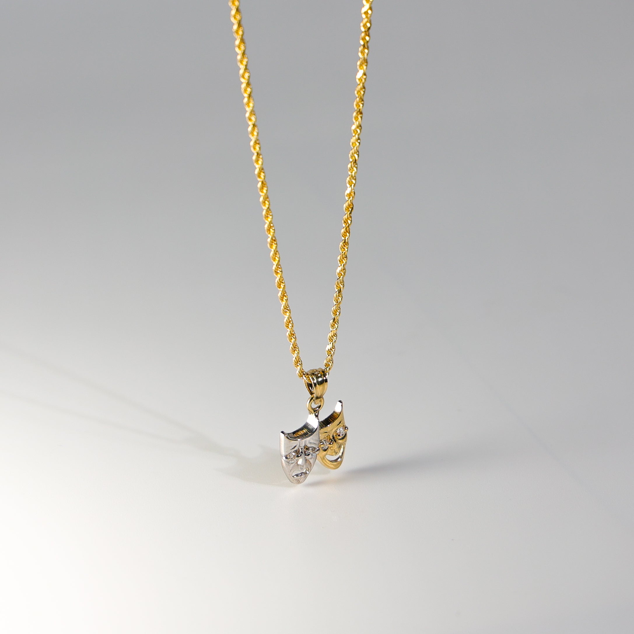 Gold Comedy & Tragedy Mask Pendant Necklace - Model 441 - Perfect for Theater Lovers, Drama Students & Shakespeare Enthusiasts