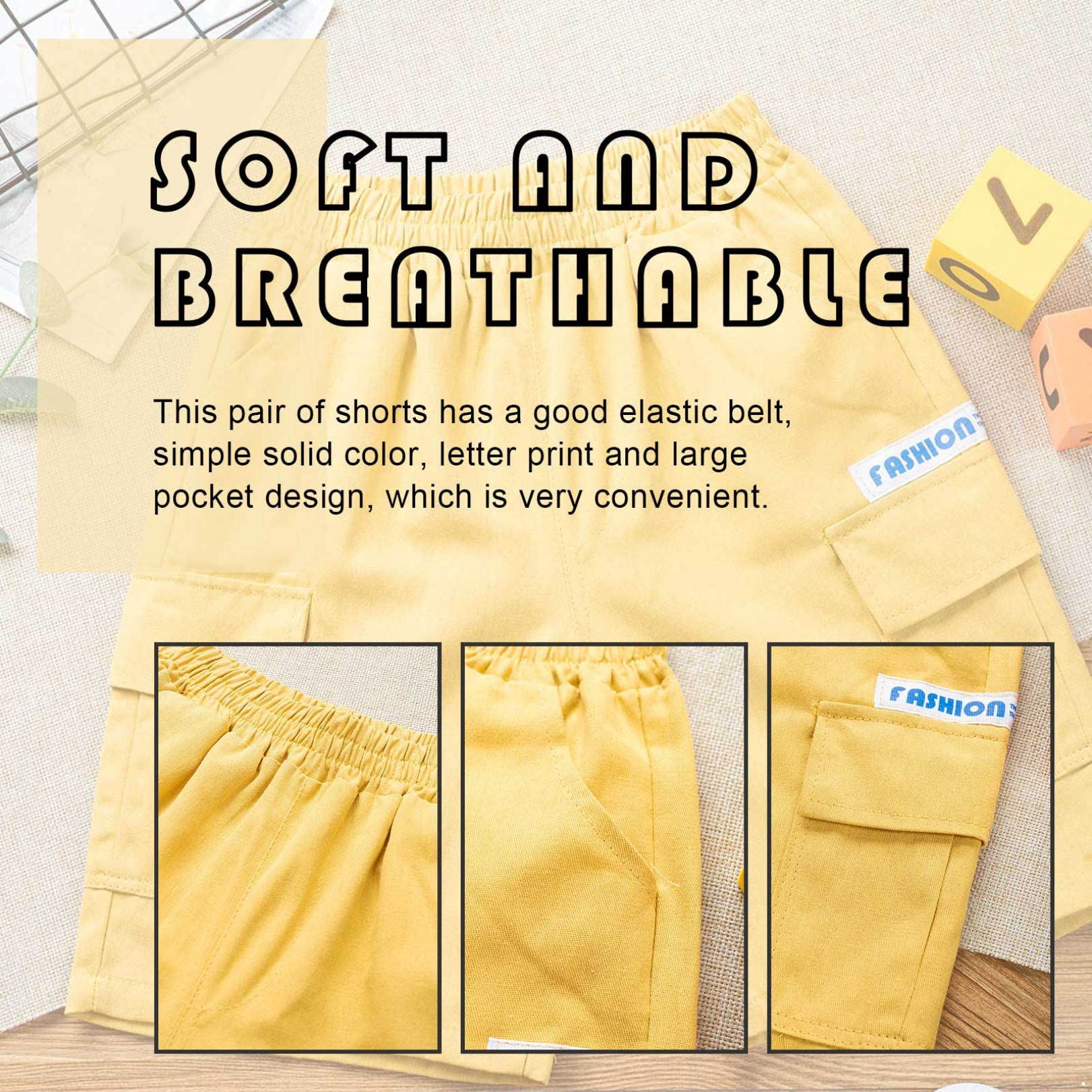 FEESHOW Boys' Cargo Shorts with Elastic Waist - Quick Dry Summer Shorts for Kids with Multiple Pockets - Perfect for Beach, Swimming, Outdoor Play and Casual Wear