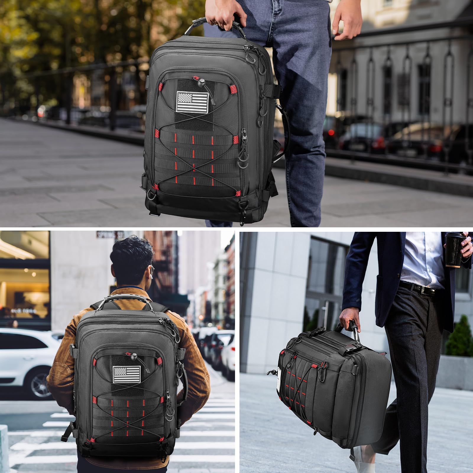 Vancropak Extra Large 17.3 Inch Travel Backpack for Men - Flight Approved Carry On Backpack with 3 Packing Cubes, Expandable 50L Laptop Backpack & Duffel Bag - Perfect for Business Trips, Air Travel & Weekend Getaways (Black)
