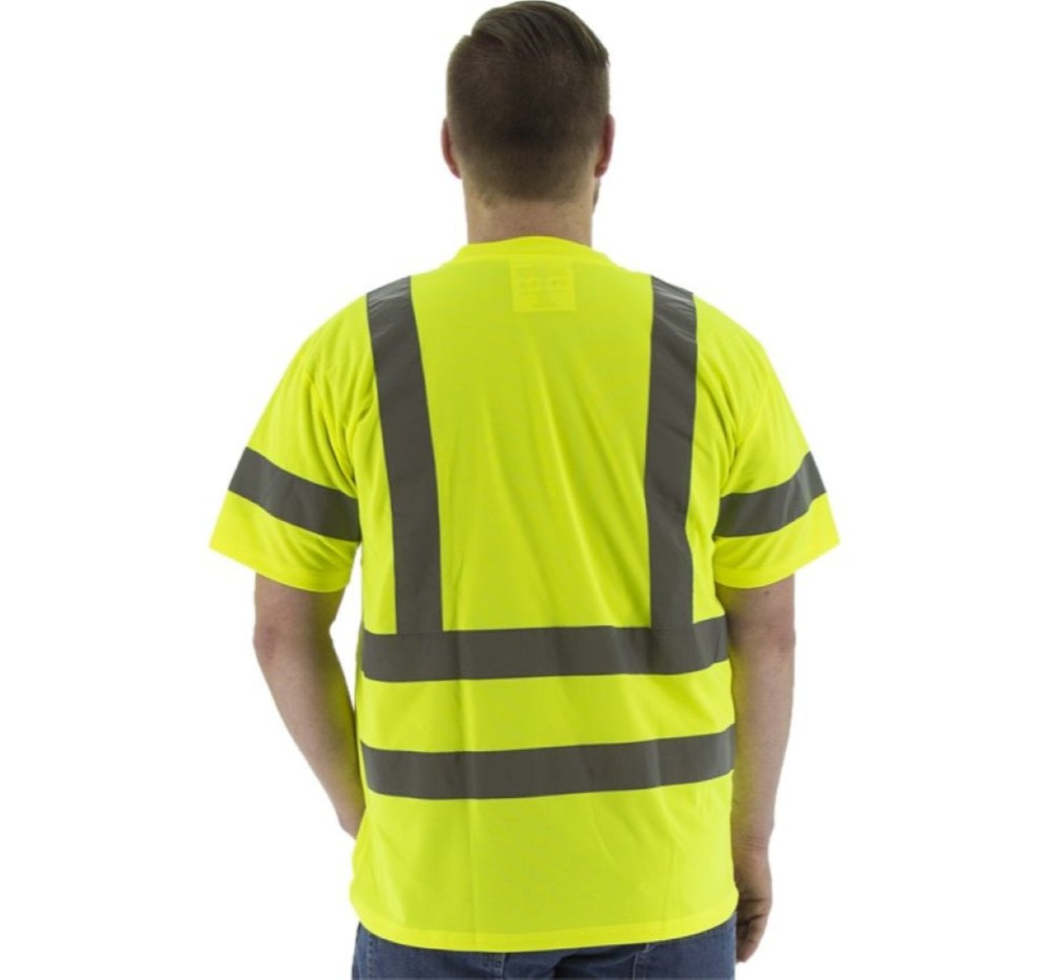 High Visibility Short Sleeve Shirt for Men - Reflective Safety Work Shirt with Moisture Wicking - Ideal for Construction, Road Work & Nighttime Outdoor Activities